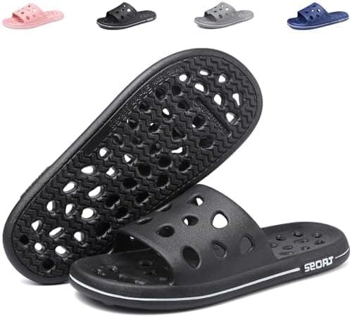 FINLEOO FINLEEO Shower Sandals with Drainage Holes - Quick Drying Bathroom & Gym Slippers for Men and Women