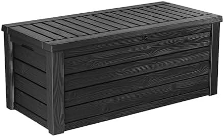 Keter Westwood 150 Gallon Resin Large Outdoor Storage Box for Patio Furniture, Outdoor Cushions, Garden Tools…
