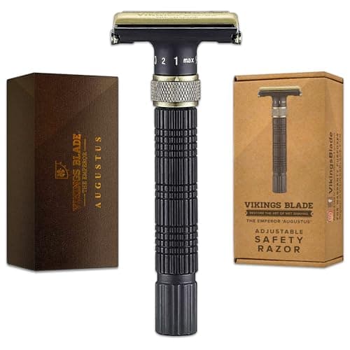 VIKINGS BLADE Adjustable Double Edge Safety Razor + Luxury Case. Smooth, Reusable, Eco-Friendly (The Emperor…