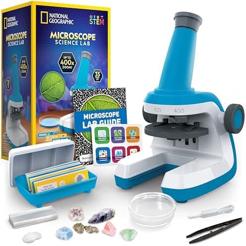 NATIONAL GEOGRAPHIC Microscope for Kids - Science Kit with an Easy-to-Use Kids Microscope, Up to 400x Zoom…
