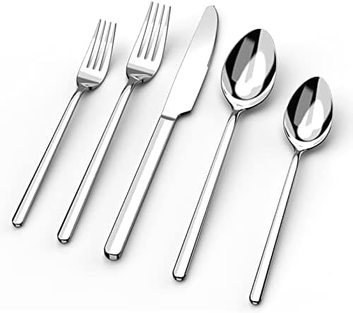 KINGSTONE 40 Piece Silverware Set, Flatware Set for 8, 18/10 Stainless Steel Cutlery Set Mirror Polished…