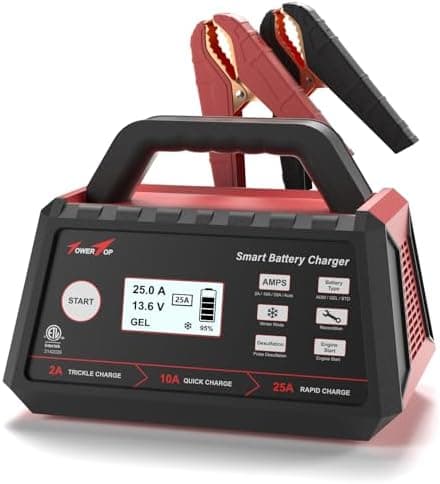 TowerTop 2/10/25 Amp 12V Smart Car Battery Charger, Fully Automatic Battery Maintainer with Engine Start…