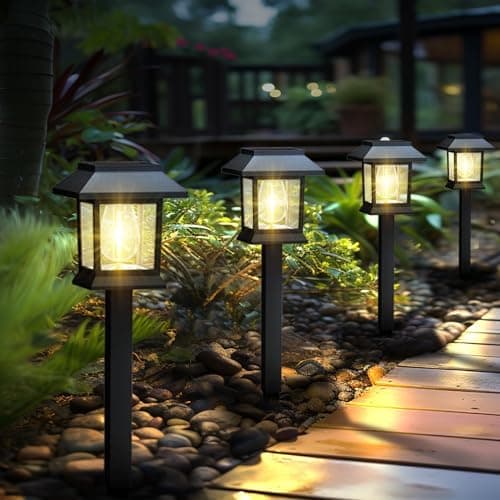 Greluna Solar Lights Outdoor,12 Pack 3000K Waterproof Auto On/Off Solar Pathway Lights for Your Garden, Landscape, Path, Yard…