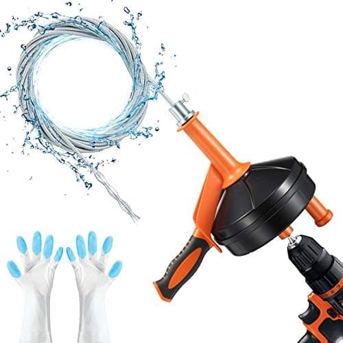 Drain Auger, Clog Remover with Drill Adapter, 25 Feet Flexible Plumbing Snake Use Manually or Powered for…