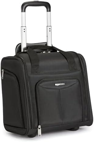 Amazon Basics Underseat Carry-On Luggage with Wheels and Handle, 14" Rolling Travel Bag, Fits Under the Seat…