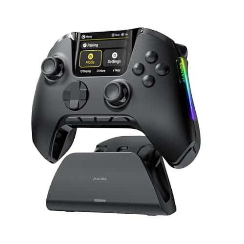 ManbaOne Interactive Screen Wireless Gaming Controller for PC/Switch/Switch 2/iOS/Android,Hall Effect Stick & Trigger,RGB…