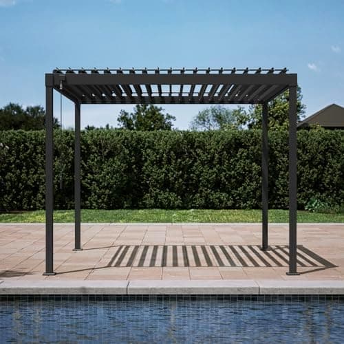 MIRADOR 80S Louvered Pergola 10' x 10', Modern Style with Adjustable Louvers for Outdoor Roof, Garden, Easy…