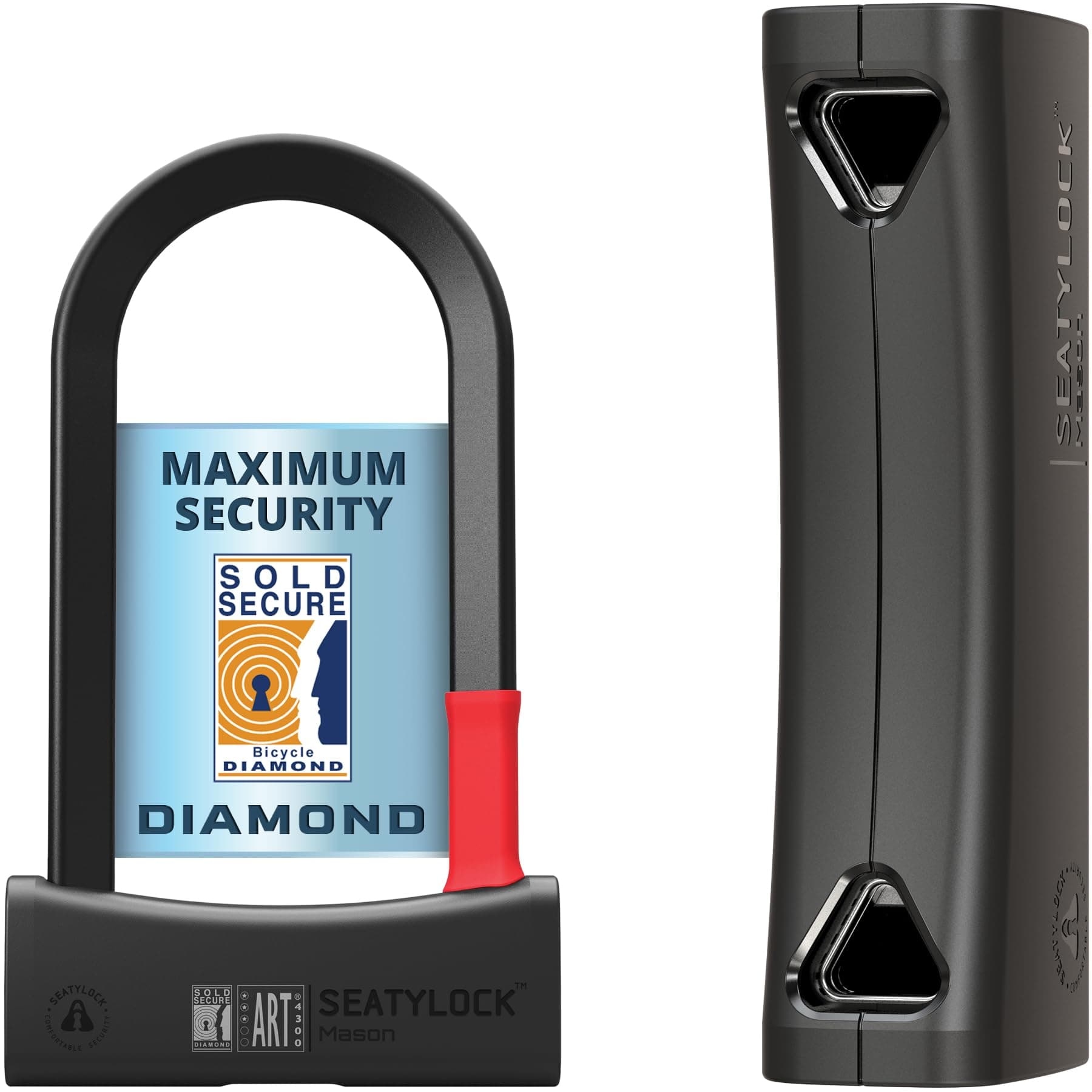 Seatylock Mason Bike U Lock - Patented Heavy Duty Anti Theft Diamond Secure ULock - Ultra Security Bicycle Safety Tool with Keys…