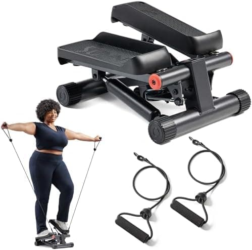 Sunny Health & Fitness Mini Steppers for Exercise at Home, Stair Step Workout Machine with Resistance Bands…