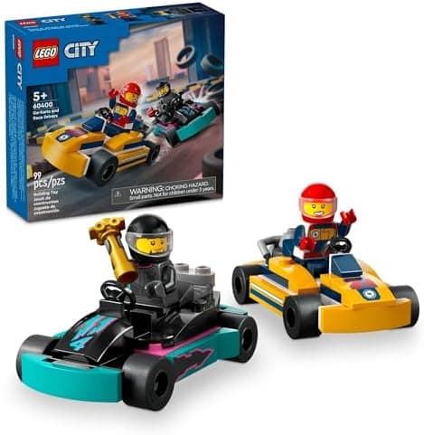 LEGO City Go-Karts and Race Drivers Toy Playset, 2 Driver Minifigures, Racing Vehicle Car Toys, Fun Race Car…
