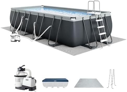 INTEX Ultra XTR 18 ft x 9 ft 52 in Above Ground Pool Set, Rectangular Swimming Pool with Steel Frame, 1500…