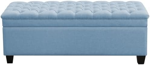 WUTUTUEE 51" Fabric Storage Ottoman Bench, Upholstered Rectangle End of Bed Storage Ottoman Tufted Living…