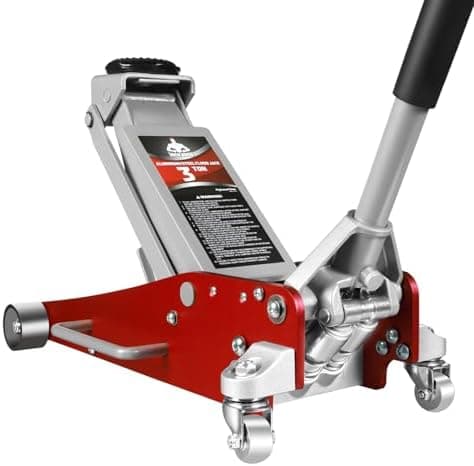 Jack Boss 3 Ton Low Profile, Aluminum and Steel Racing Floor Jack with Dual Pistons Quick Lift Pump for Sport…