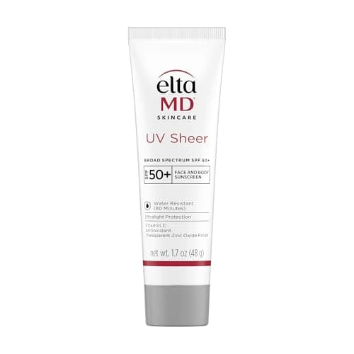 EltaMD UV Sheer Face and Body Sunscreen SPF 50+, No White Cast Sunscreen with Transparent Zinc Oxide and…