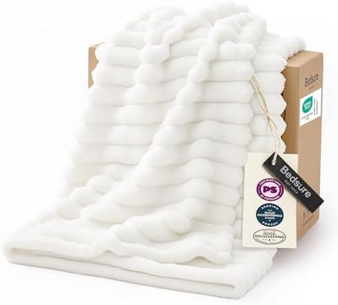 Bedsure GentleSoft White Throw Blanket for Couch - Teacher Appreciation Graduation Gifts Birthday Gifts for…