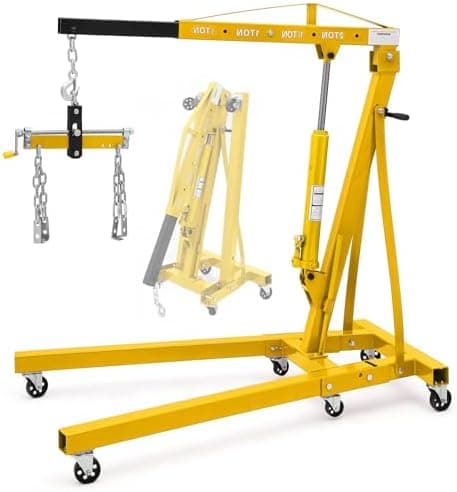 GarveeTech Engine Hoist with Lever, 2 T 4000 Lbs Heavy Duty Folding Cherry Picker Engine Lift Hydraulic…