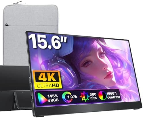 cocopar Portable Monitor 15.6 Inch 4K UHD 60Hz 145% sRGB Travel Monitor with Speaker HDMI USB-C Second Screen…