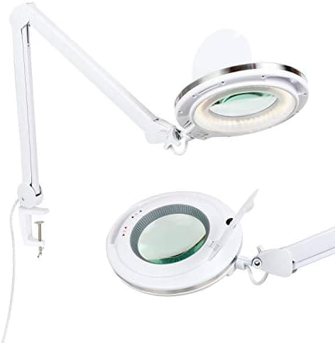 Brightech LightView Pro Magnifying Desk Lamp, 2.25x Light Magnifier with Clamp, Adjustable Magnifying Glass…