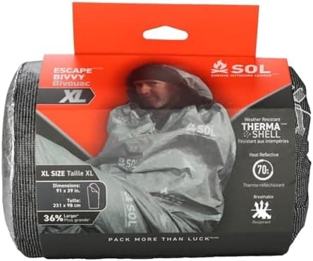 SOL Escape Bivvy with Hood - Emergency Preparedness Blanket - Reflects Up to 70% Body Heat - Outdoor Survival…