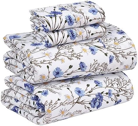 RUVANTI 100% Cotton Percale Sheets Queen Size – Crisp Cooling Bed Sheets for Hot Sleepers, Deep Pocket 16”…