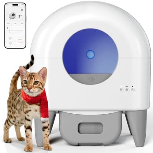 Fumoi Automatic Cat Litter Box Self Cleaning Litter Box Large Capacity for Multiple Cats, App Control with Safety Sensors…