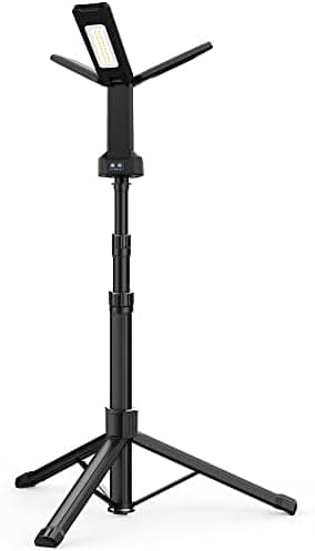 Rechargeable LED Work Light with Stand, Aluminum 67" Portable Cordless Work Light, 8AH Battery, 500/1500/2500 Lumen, 4000/6500K…