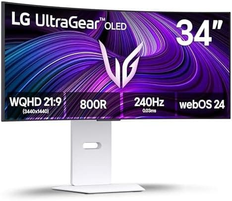 LG 34GX90SA-W 34-inch Ultragear WQHD (3440 x 1440) OLED Curved Gaming Monitor 240Hz, 1ms, NVIDIA G-Sync…