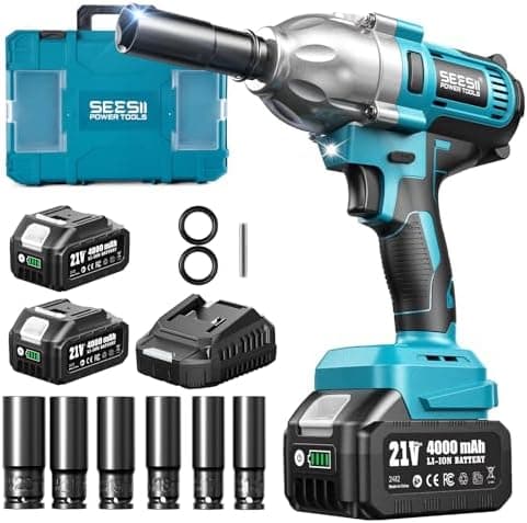 Seesii Impact Wrench 665 FT-LBS(900N.m) 3300IPM 1/2 Impact Gun High Torque Electric Impact Driver Cordless…