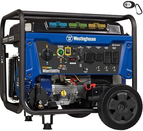 Westinghouse 14500 Peak Watt Tri-Fuel Home Backup Portable Generator, Remote Electric Start, Transfer Switch…