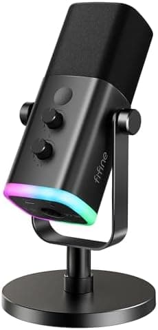 FIFINE USB/XLR Dynamic Microphone for Podcast Recording, PC Computer Gaming Streaming Mic with RGB Light…