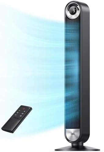 DREO Tower Fan for Bedroom, Upgraded DC 9 Speeds 20dB Ultra-Quiet Floor Fan, 90° Oscillating Fans with 28ft/s…