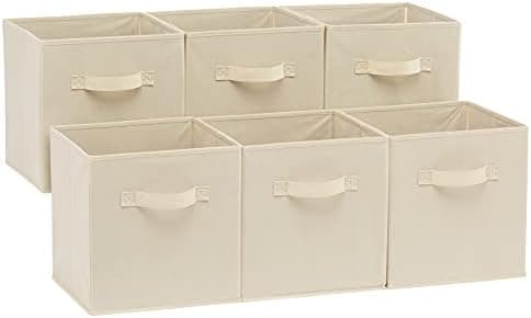 Amazon Basics Collapsible Fabric Storage Cubes Organizer with Handles, Sturdy Storage Bins for Organization…
