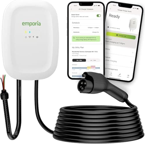 EMPORIA Level 2 EV Charger w/ J1772 Connector — 48 Amp, 240V WiFi Enabled Electric Vehicle Charging Station…