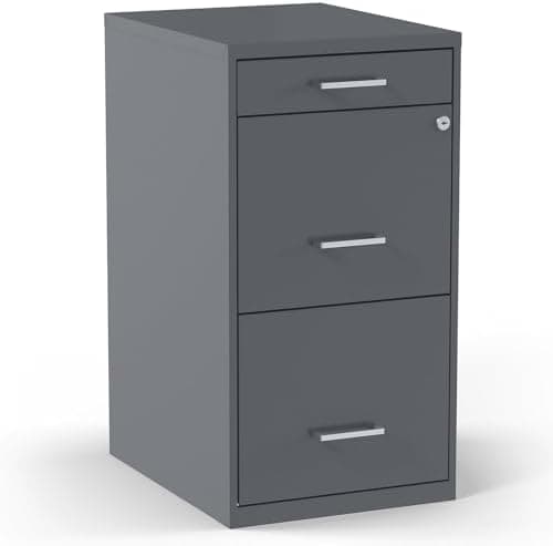 Staples 3-Drawer Vertical File Cabinet, Letter Size Documents, Lockable & Mobile, 18.9" D x 14.3" W x 26.8"…