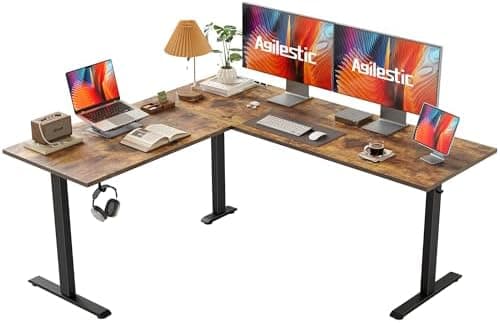 Agilestic L Shaped Standing Desk 63 x 55 inch Adjustable Height, Electric Corner Standing Desk, Sit Stand…