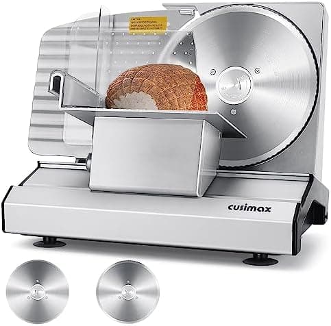 Meat Slicer,CUSIMAX Electric Deli Meat Slicer with 2 Removable 8.7''Stainless Steel Blades,Removable Food…
