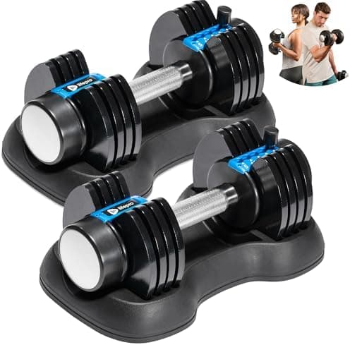 Lifepro Adjustable Dumbbells Set – Quick Adjustment, Anti Slip Handle – Space Saving & Strength Training…