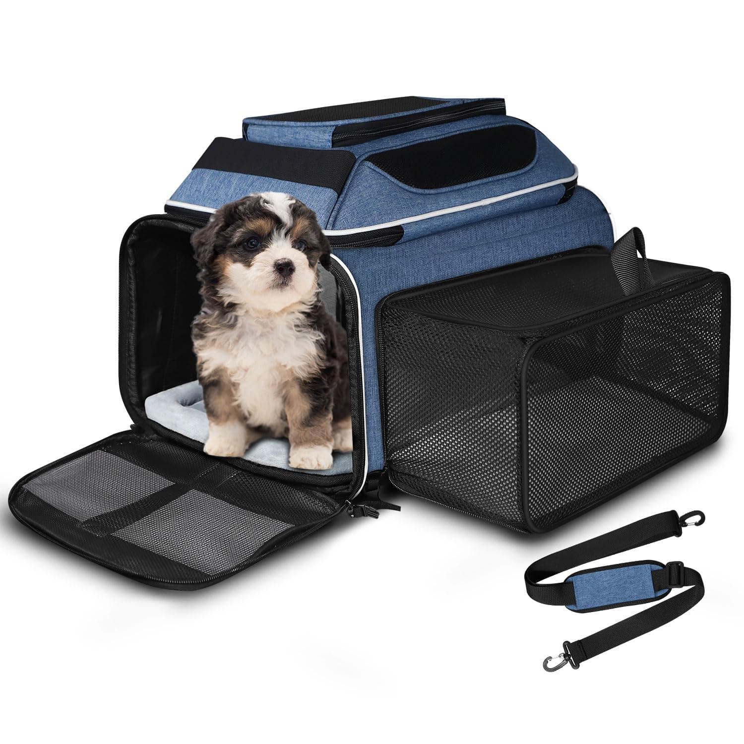 Petskd Top and Side Expandable Pet Carrier 18x11x11 Inches Delta United Airline Approved, Soft-Sided Carrier…