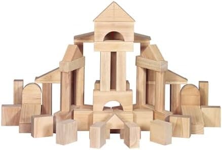 Melissa & Doug Standard Unit Solid-Wood Building Blocks with Wooden Storage Tray, 60-Piece Hardwood Sorting &…