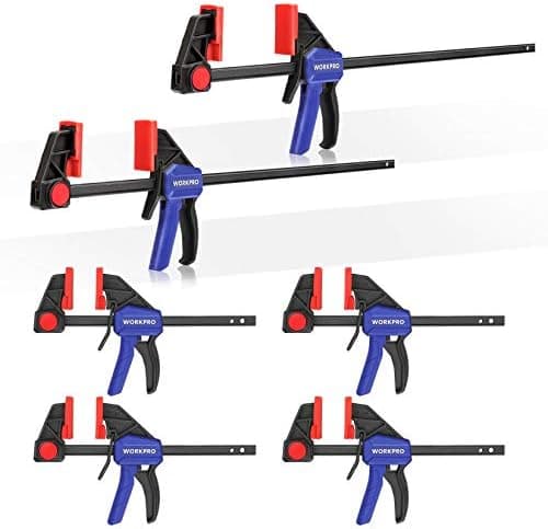 WORKPRO Bar Clamps for Woodworking, 6-Pack One-Handed Clamp/Spreader, 6-Inch (4) and 12-Inch (2) Wood Clamps Set, Light-Duty…