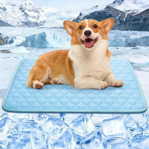 Dog Cooling Mat, Q-Max>0.5 Ice Silk Cooling Pad for Dogs Non-Slip & Foldable, No Electricity or Water Required - Portable Pet Mat…
