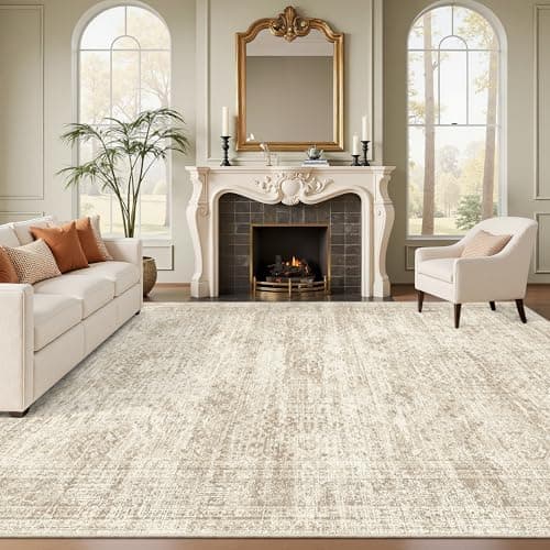 Soalmost Washable Area Rug 8x10, Large Soft Rugs for Living Room Vintage Beige Carpet 8x10 Area Rugs for…