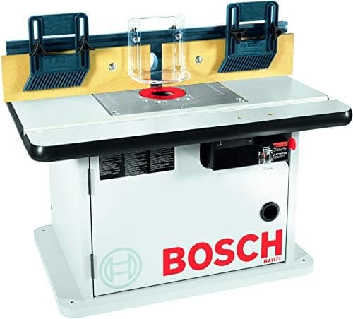 BOSCH RA1171 25-1/2 in. x 15-7/8 in. Benchtop Laminated MDF Top Cabinet Style Router Table with 2 Dust…