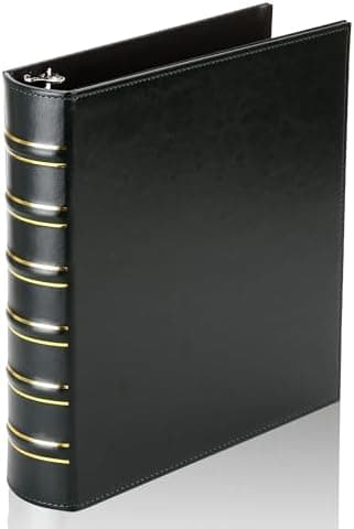 LETVPVOW Vintage Hardback 3 Ring Binder 1.5 Inch, Professional Leather Binder 3 Ring, Three Ring Binders Fits…