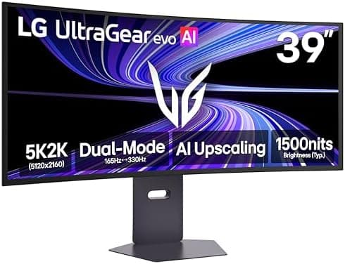 LG 39GX950B-B 39-inch Ultragear evo 5K2K WUHD (5120 x 2160) OLED Curved Gaming Monitor, Dual-Mode,165Hz…