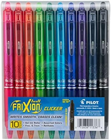 PILOT FriXion Clicker Erasable, Refillable & Retractable Gel Ink Pens, Fine Point, Assorted Color Inks…