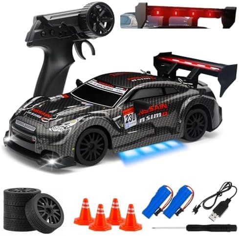 RC Drift Car, 1:24 Scale Remote Control Vehicle for Kids,2.4GHz 20KM/H 4WD High Speed RC Cars with LED Light…