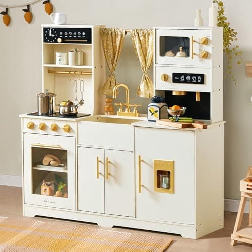 Tiny Land Play Kitchen for Kids, Toy Kitchen Set with Plenty of Play Features, New Modern Kids Wooden Play…