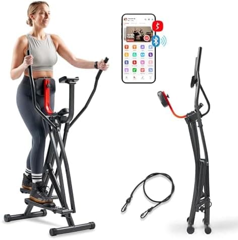 Sunny Health & Fitness Foldable Air Walk Elliptical, 30" inch Long Stride Glide Exercise Full-Body Cardio Cross Smart Trainer for…