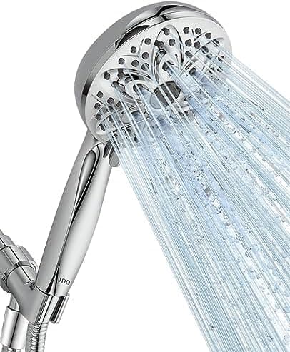 6-Setting Shower Head with Handheld, JDO High Pressure Hand held Shower Head, 4.7 Inch Chrome Detachable…